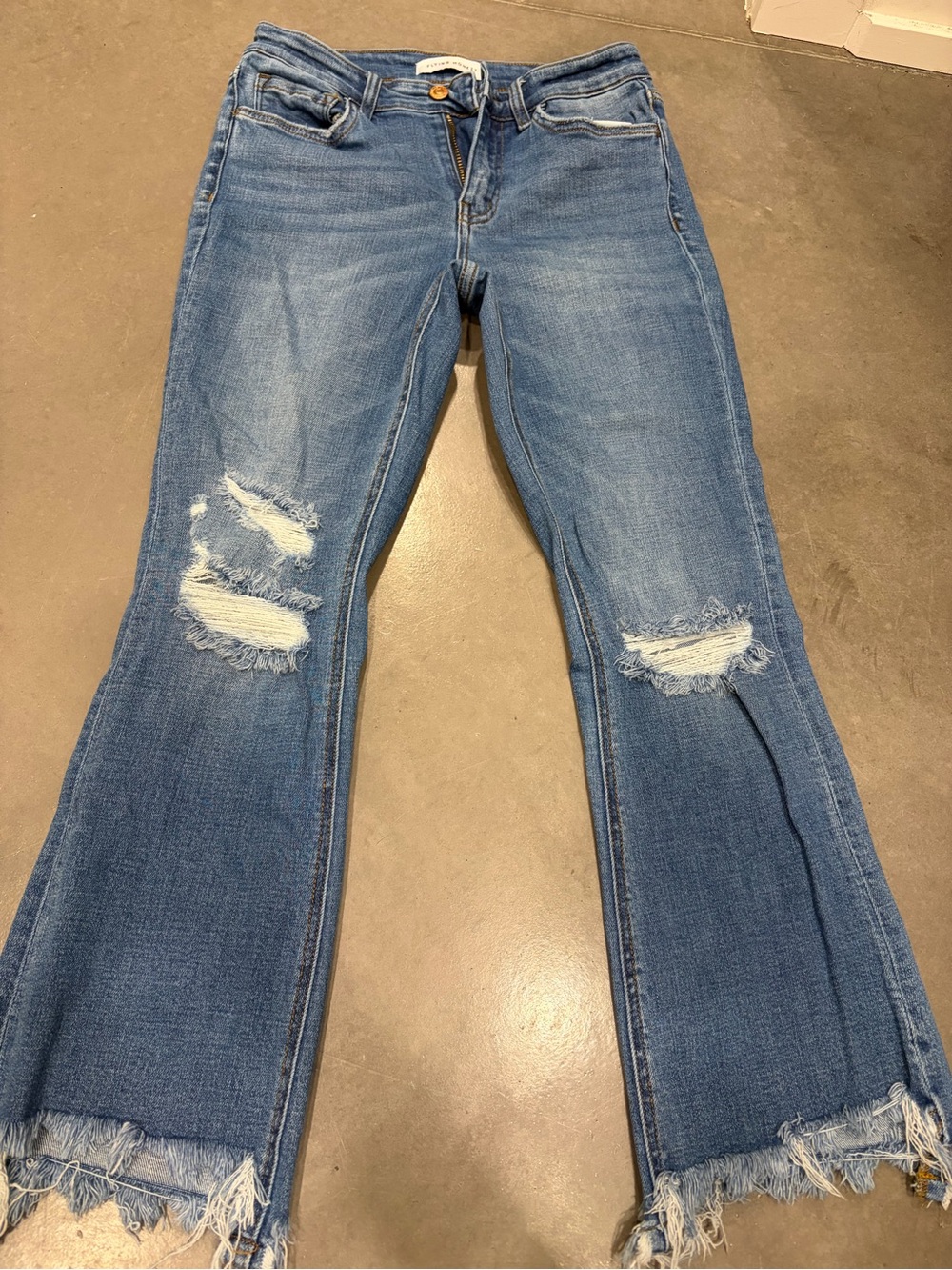 Flying Monkey Distressed Wide Leg Jeans - Blue